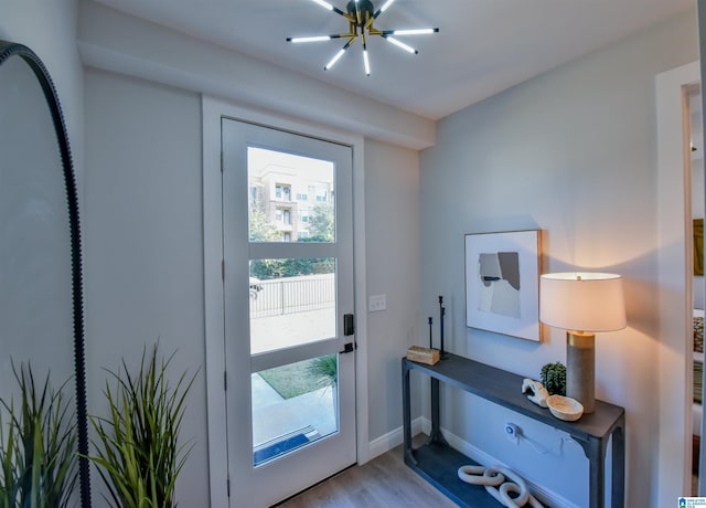 entryway featuring light wood-style flooring