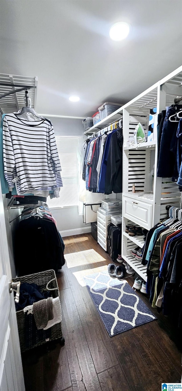 spacious closet with wood finished floors