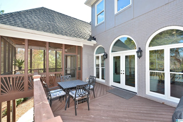 deck with french doors