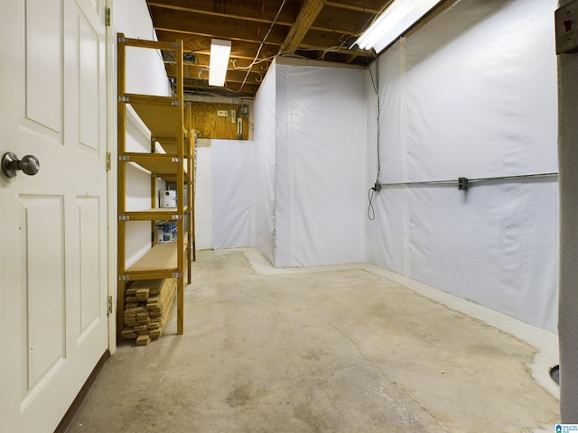 view of unfinished basement