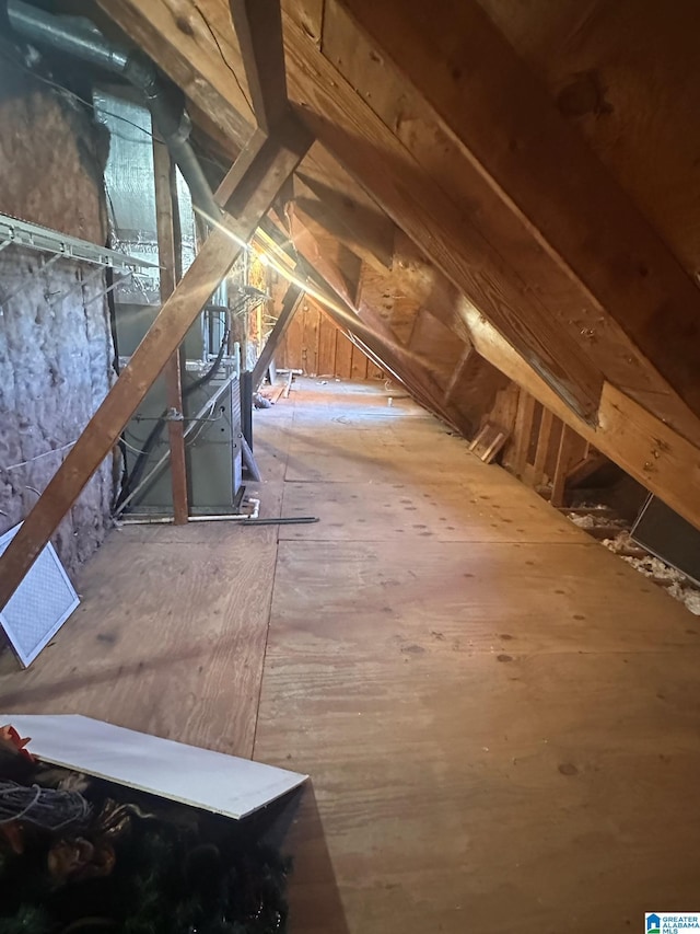 view of unfinished attic