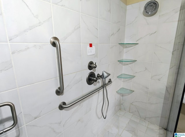 room details featuring a shower stall