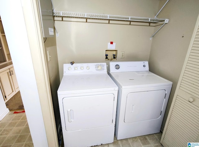 laundry room with laundry area and washing machine and clothes dryer