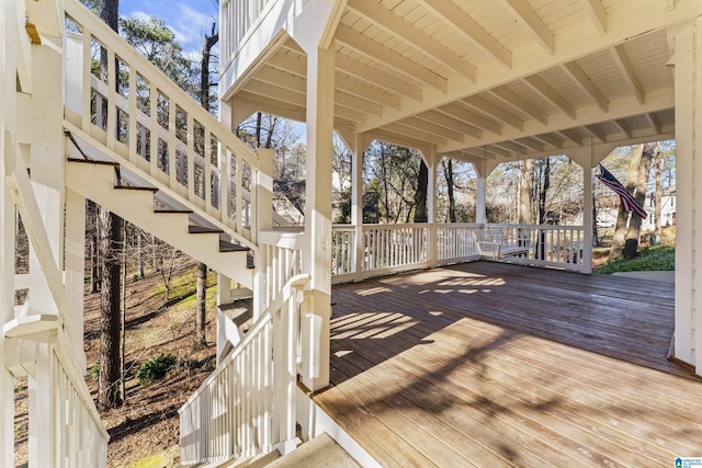 wooden deck with stairway