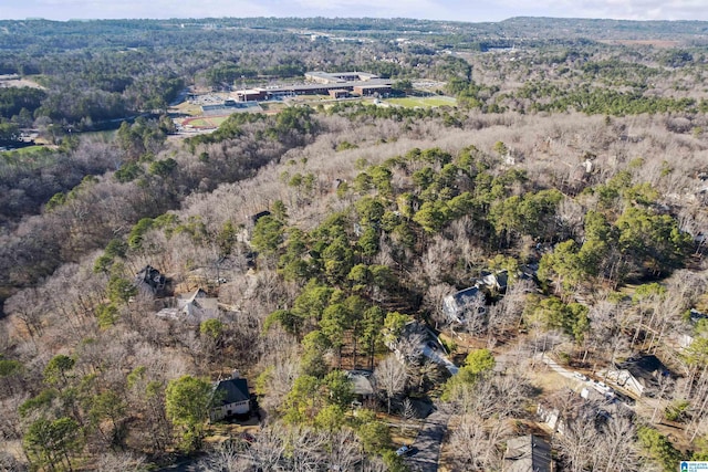 birds eye view of property with a forest view