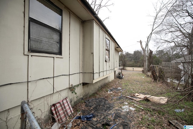 view of home's exterior with crawl space