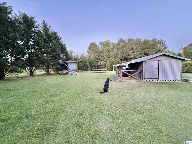 view of yard featuring an outbuilding