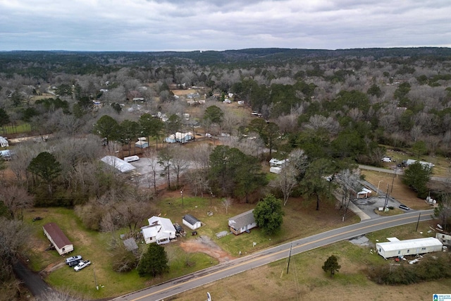 aerial view with a wooded view