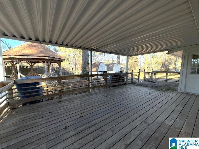 wooden deck with a gazebo