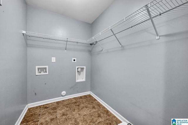 laundry area featuring washer hookup, laundry area, hookup for an electric dryer, and baseboards