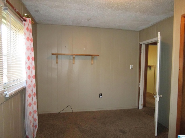 unfurnished room with carpet floors and a textured ceiling