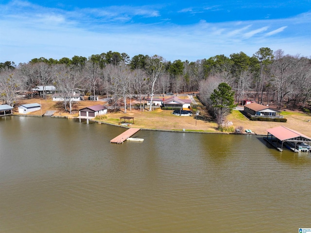 property view of water with a boat dock