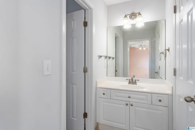 bathroom featuring vanity and a ceiling fan