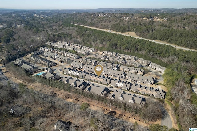 drone / aerial view with a forest view