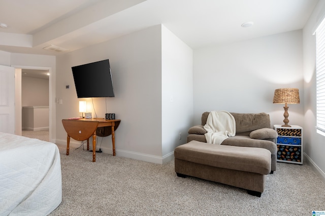 bedroom with visible vents, baseboards, and carpet floors