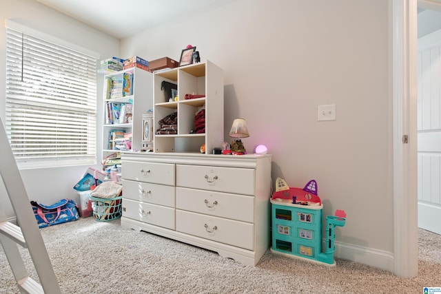 game room featuring carpet floors