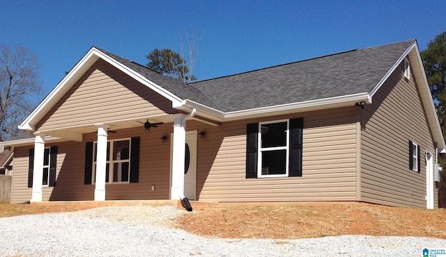 view of front of home featuring a porch and roof with shingles