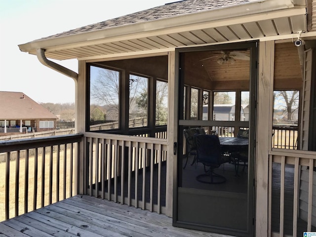 deck featuring a sunroom