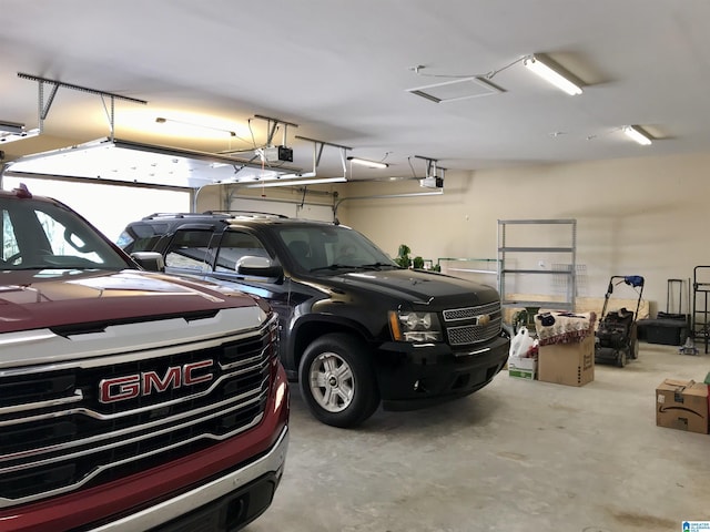 garage with a garage door opener