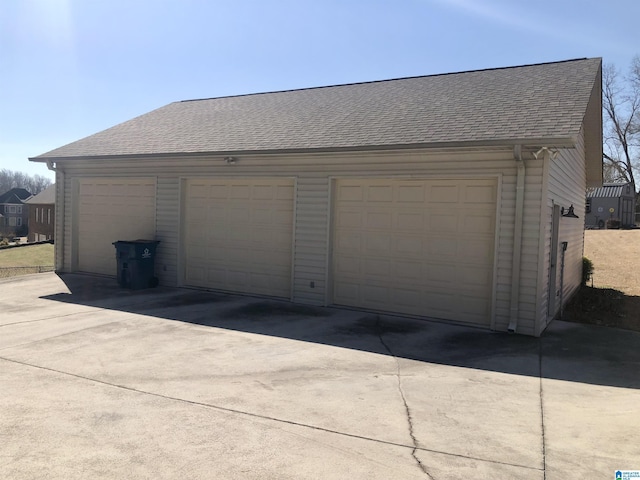 view of detached garage