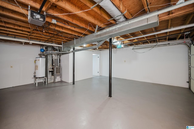 basement featuring gas water heater