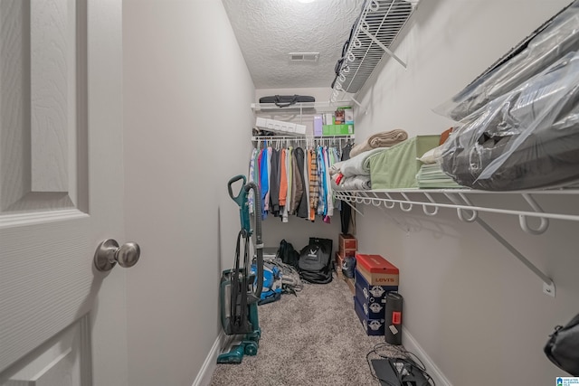 spacious closet featuring carpet and visible vents