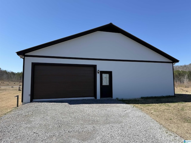 view of detached garage