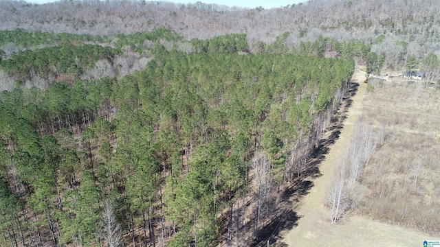 bird's eye view with a view of trees