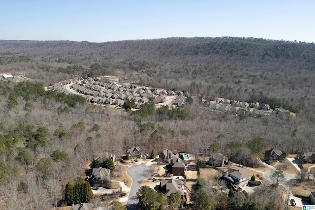 aerial view with a wooded view