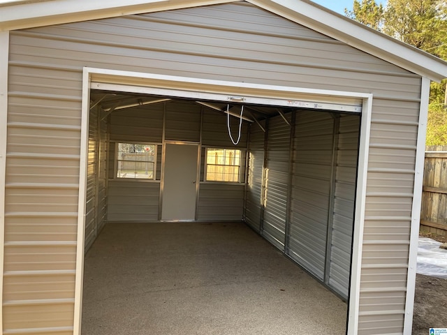 view of garage