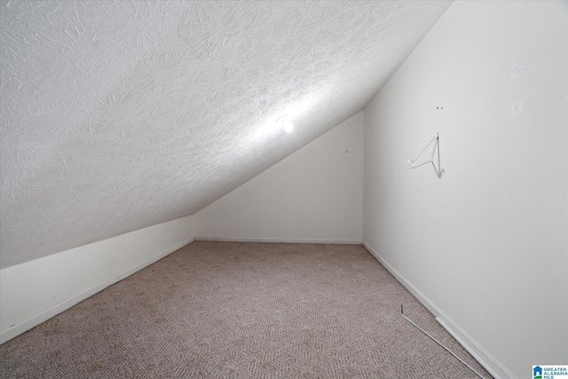 65 Jessica Dr, Wedowee, AL 36278 - additional living space featuring light colored carpet, lofted ceiling, baseboards, and a textured ceiling