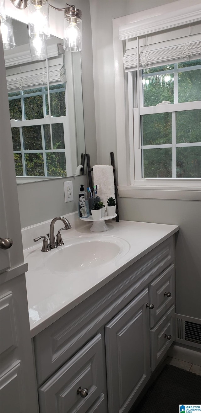 bathroom with visible vents and vanity