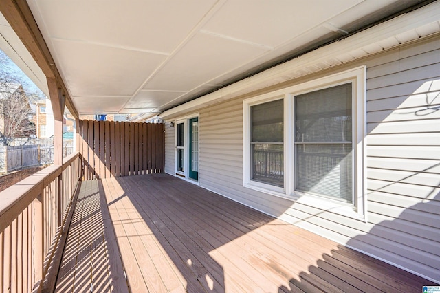 deck featuring fence