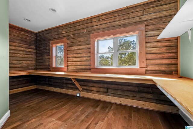 view of sauna / steam room featuring recessed lighting and hardwood / wood-style floors