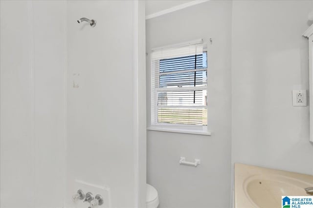 bathroom featuring vanity and toilet