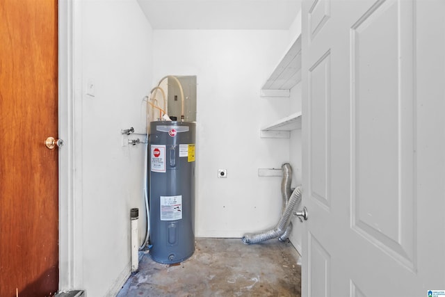 utility room featuring electric water heater