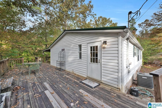 wooden deck with central AC