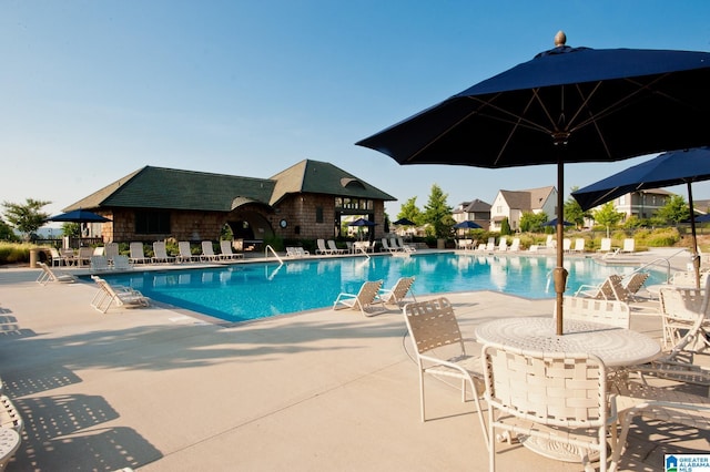 community pool featuring a patio area