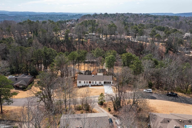 aerial view with a wooded view