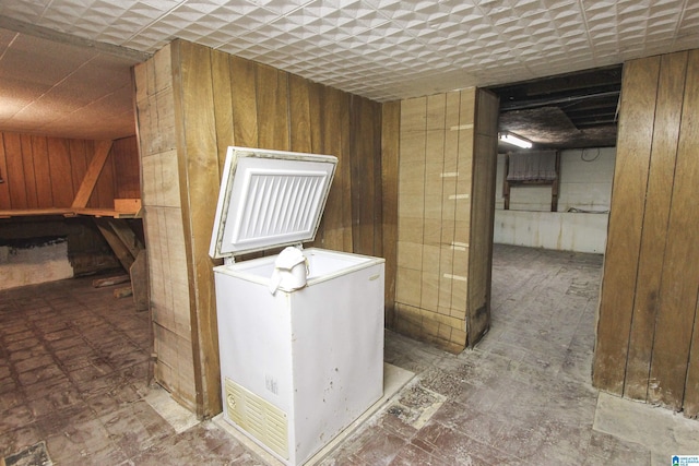 interior space with wood walls