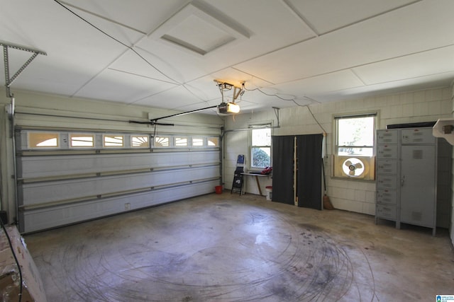 garage with a garage door opener