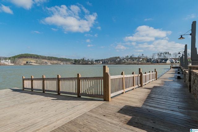 view of dock featuring a water view