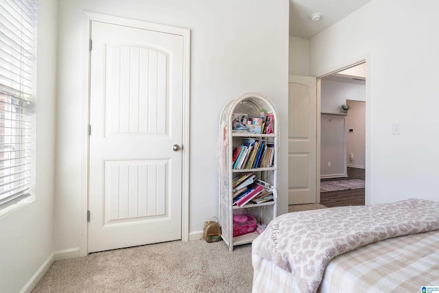 bedroom with carpet and baseboards