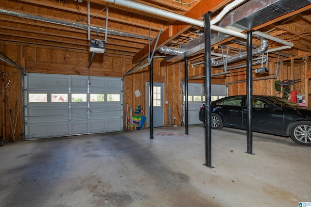 garage with a garage door opener