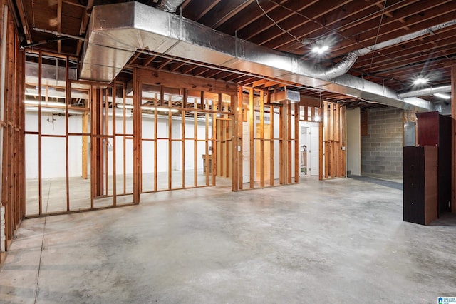 unfinished basement with electric panel