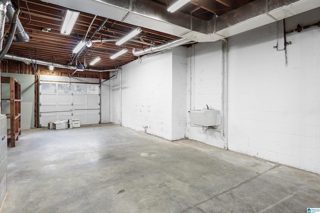 garage with a sink