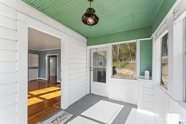 view of unfurnished sunroom