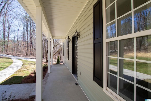 view of patio featuring covered porch