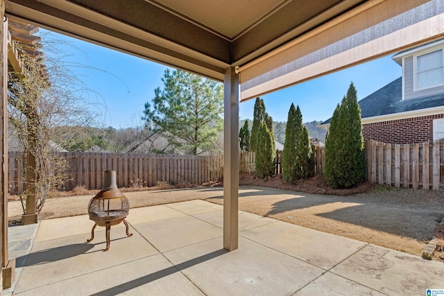 view of patio featuring a fenced backyard