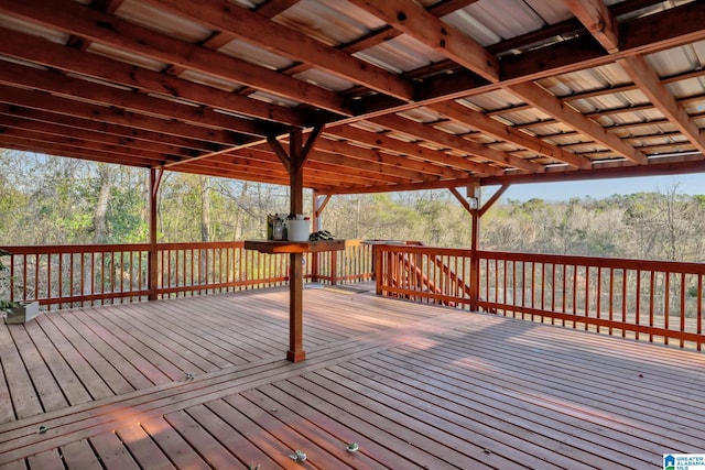 deck with a forest view